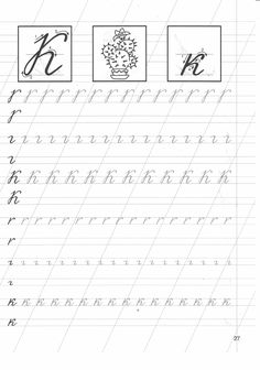 the letter k is shown in this handwriting workbook