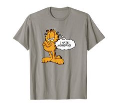 PRICES MAY VARY. Officially Licensed Garfield Apparel 20NKGF00035A-001 Lightweight, Classic fit, Double-needle sleeve and bottom hem Garfield Monday, I Hate Mondays, Hate Mondays, Thought Bubble, Thought Bubbles, Branded T Shirts, Special Features, Top Styles, Fashion Branding