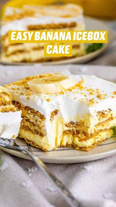 easy banana icebox cake on a plate