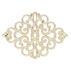 a gold brooch with an intricate design