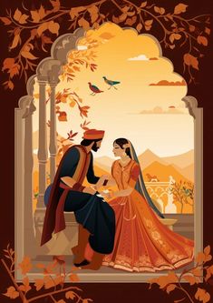 Mughal Paintings Couple, Moghul Art, Desi Interior, Bottle Paint, Pichwai Art, Describe Feelings, Lookbook Layout, Design Hall, Ganesh Art Paintings