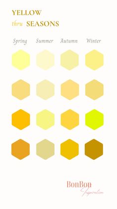 the different shades of yellow are shown in this chart, which shows how to use it