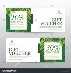 two gift voucher cards with palm leaves