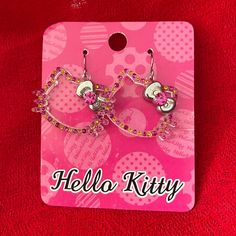 Hello Kitty Earrings. Trendy Cat Design Jewelry For Party, Trendy Cat Design Jewelry For Parties, Cute Cat Design Earrings For Party, Cute Hypoallergenic Cat Ears Jewelry, Trendy Pink Hello Kitty Jewelry, Pink Cat Design Jewelry With Cat Ears, Cute Cat Ears Jewelry For Pierced Ears, Trendy Cat Ears Earrings For Gift, Trendy Jewelry With Cat Ears For Gift