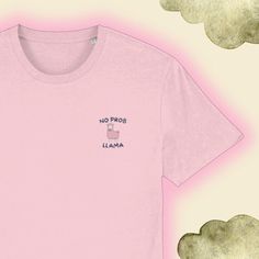 Add fun to your wardrobe with our 'No Probllama' Premium Organic T-Shirt, designed for comfort and style. Featuring an adorable pink llama and the playful 'No Probllama' text on the left chest, this shirt will surely bring a smile to your face and those around you. We are proud to announce that this T-shirt benefits from PLASTIC-FREE DELIVERY. We will ship this item in a recycling paper bag and use paper masking tape for a better environment. Let's look after our planet! Available in four colour Llama T-shirt, Llama Tshirt, Blue Latte, Recycling Paper, Woman Tshirt, Cute Message, Cute Tshirt, Llama Shirt, Llama Gifts