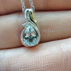 925 And 14k Aquamarine With Diamond Necklace On Silver Chain. Shop Necklaces, Aquamarine, Womens Jewelry Necklace, Silver Chain, Diamond Necklace, Jewelry Necklaces, Women Jewelry, Necklaces, Chain