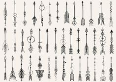 an assortment of arrows drawn in black ink