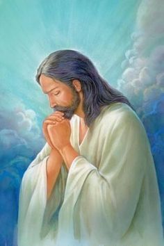 a painting of jesus with his hands folded in prayer