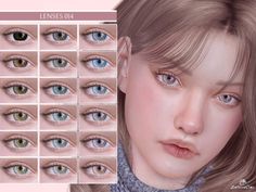 an image of many different colored eyes for the female character in the video game's avatar