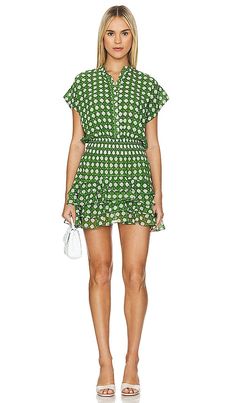 Find MISA Evie Dress In Green on Editorialist. MISA Los Angeles Evie Dress in Green. - size L (also in M, S, XS, XXS) MISA Los Angeles Evie Dress in Green. - size L (also in M, S, XS, XXS) 100% polyester. Made in USA. Dry clean only. Unlined. Pull-on styling with front button closure. Smocked design at waist with ruffle skirt. MISA-WD778. GGDR8873. Shadi Askari-Farhat, the designer behind Tbags Los Angeles, launched MISA in Spring 2016. A combination of her daughter's names, Milla and Sayeh, the Gameday Outfit, Summer Fits, Global Style, Fit Check, Ruffle Skirt, Style Me Pretty, Day Dresses, What To Wear, Made In Usa