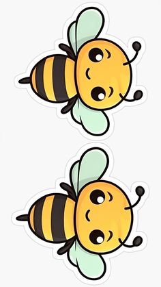 two bees stickers sitting next to each other