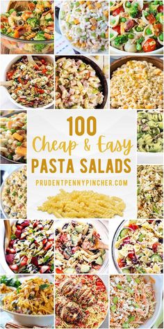 the top ten pasta salads are shown in this collage