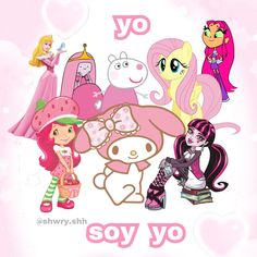 there are many different cartoon characters on this wallpaper and the words say yo soy yo