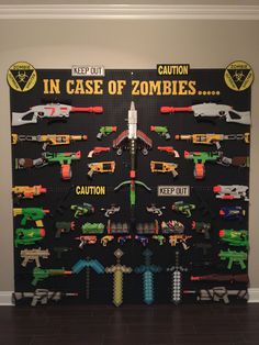 www.pinterest.com                                                                                                                                                     More Gamer Pegboard, In Case Of Zombies, Nerf Wall, Nerf Storage, Pegboard Storage, Toy Rooms, Big Boy Room