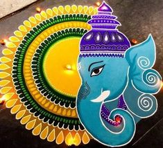 rangoli designs for diwaling on the occasion of ganeshi or deepava