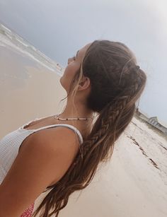 #hairstyle #beach #braid #ponytail #florida #picture #updo #aesthetic #braidedponytail #promhair #homecominghair #simplehairstyle Beach Hair Ponytail, Ponytail With Small Braid, Plait Into Ponytail, Beachy Ponytail, Low Ponytail Braid, Beach Ponytail, Ponytail With Braids, Go To Hairstyles, Summer Ponytail