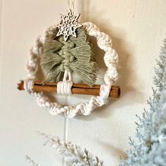 an ornament hanging from the side of a wall