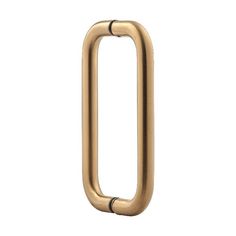 a brass metal door handle on a white background