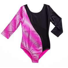 a pink and black bodysuit with long sleeves