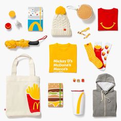 the contents of a child's play set including clothing, toys and other items