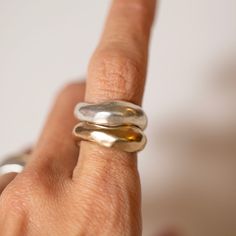 Flow Ring – OxbowDesigns Wax Cast Earrings, Wax Cast Rings Sterling Silver, Silver Statement Rings, Chunky Gold Rings Aesthetic, Gold And Silver Ring Stack, Everyday Ring Stack, Gold Silver Jewelry Mix Jewellery, Wax Carving Ring, Cool Silver Rings