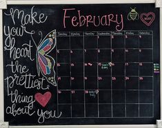 a chalkboard calendar with writing on it