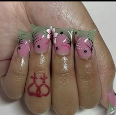 Spice Girls Aesthetic, Nails 3d Art, Pink Red Nails, Black Nail Tech, Duck Nail, Flared Nails, Flare Nails, Acrylic Toe Nails