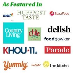 many different types of food logos on a white background, all with the same name