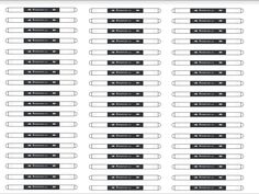 an image of a set of black and white labels for different types of items in the package