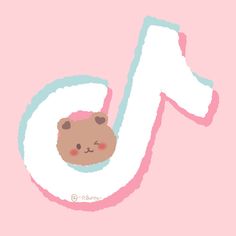 the letter j has a bear on it's head and is pink with white trim