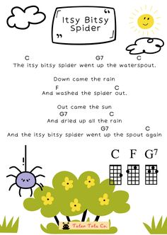 an illustrated poem with the words fly bitsy spider on it