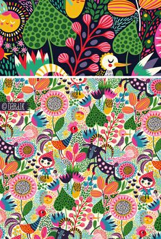 an image of colorful flowers and plants in the same color scheme, each with different designs