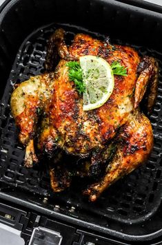 grilled chicken with lemon and parsley in an air fryer