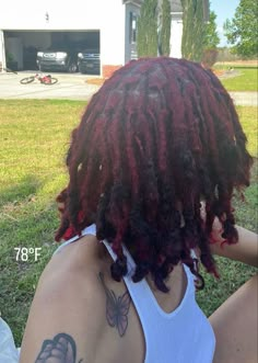 Black And Burgundy Locs, Cherry Red Locs, Dark Red Locs, Dread Colors, 4c Natural Hairstyles Short, Loc Goddess, Hair Dye Videos, Short Hair Twist Styles