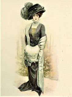 1912 Fashion, Rococo Era, Long Straight Skirt, Belle Epoque Fashion, Edwardian Hat, Edwardian Hairstyles