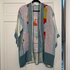 Handmade (Purchased At An Arts Festival) - No Tags - Never Worn - Extremely Delicate Silk Patchwork Long Sleeve Kimono, Arts Festival, Japanese Kimono, Art Festival, Jackets & Coats, Jackets For Women, Recycling, Color Blue, Festival