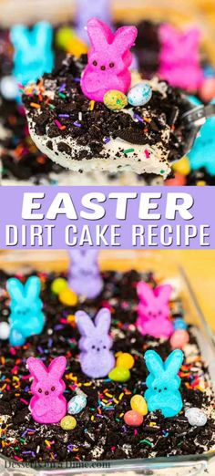 an easter dessert with chocolate frosting and sprinkles