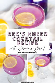 This Bee's Knees cocktail is such a simple gin cocktail recipe. Plus, making these drinks with Empress Gin results in this beautiful lavender color. Making it such a perfect spring cocktail recipe for a party! Bees Knees Cocktail Gin, Gin And Lavender Cocktail, Sapphire Gin Cocktails, Empress Gin Lavender Cocktail, Drinks With Empress Gin, Purple Gin Drink, Lavender Bees Knees Cocktail, Empress Gin Drinks, Bee Knees Cocktail