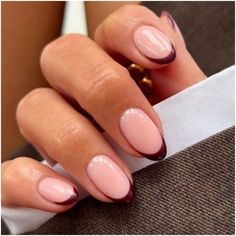 French Nail Designs Burgundy, Modern Manicure Ideas, Half French Half Full Nails, Nail Colours Autumn 2024, Unusual French Tip Nails, French Tip Nail Color, Summer Nail Ideas French Tips Almond, November Nails Oval, Fall Nails 2024 French Tip