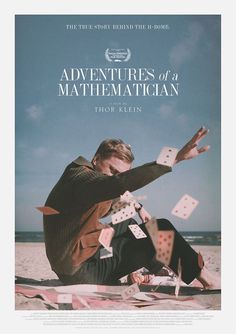 the adventures of a mathematician poster with a man sitting on the beach