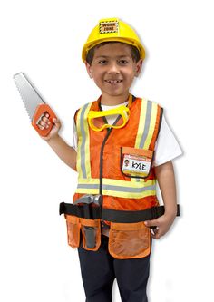 Melissa and Doug Construction Worker Role Play Costume Set 3 to 6 years old [Home Decor]- Olde Church Emporium Construction Worker Costume Ideas, Construction Costume, Diy Ghost Decoration, Role Play Costume, Melissa And Doug, Safety Goggles, Steel Toe Boots, Engagement Photos Fall, Reflective Material