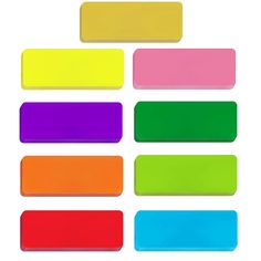 six different colored sticky notes on a white background