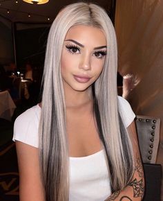 Blonde Goth Aesthetic, Blonde On Top Brown Underneath, Surgery Inspiration, Edgy Blonde Hair, Long Grey Hair, Blonde Goth, Long Hair Do, Creative Hair Color, Pretty Hair Color