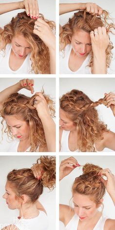 Blond Cenușiu, Hair Knot Tutorial, Jerry Curl Hair, Curly Hair Braids, Top Knot Hairstyles, Curly Hair Inspiration, Curly Hair Routine, Curly Hair With Bangs