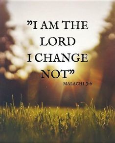 the words i am the lord i change not in front of some grass and trees