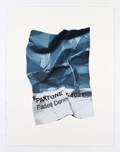 a piece of paper that has been torn in half with the word'pantone faled denim'on it