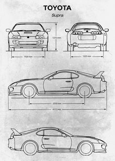 the blueprint drawing shows how to draw a toyota