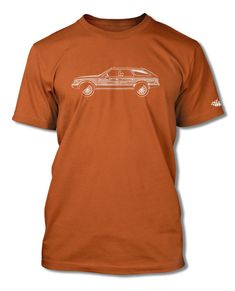 an orange t - shirt with a white car on it