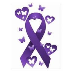 Purple Awareness Ribbon Postcard | Zazzle.com Purple Ribbon Tattoos, Alzheimers Tattoo, Tattoos Skull, Awareness Ribbon, Purple Ribbon, Awareness Ribbons, Alzheimers, Butterflies, Created By