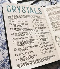 Spiritual Journal Aesthetic, Witchy Notebook Ideas, Crystal Journal Ideas, Book Of Shadows Crystal Pages, Crystals Grimoire Page, Crystal Properties Journal, Crystal Healing Chart